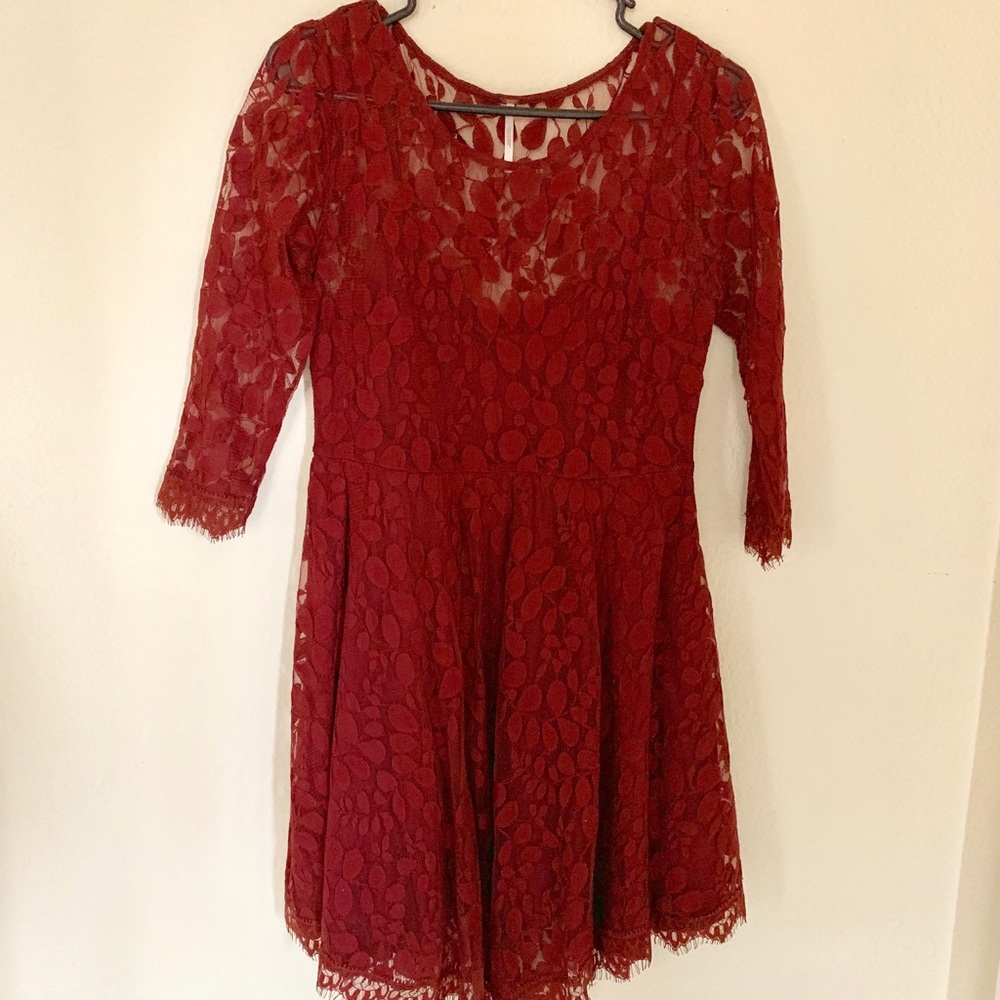 Maroon Lace Free People Dress